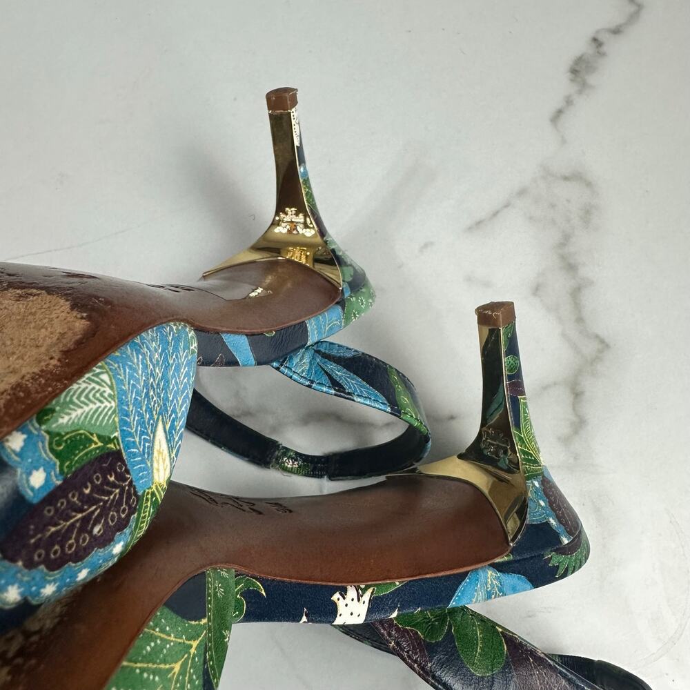Tory Burch Nappa Leather Slingback Pointed Heels in Navy Wisteria Size 9 - Picture 11 of 14